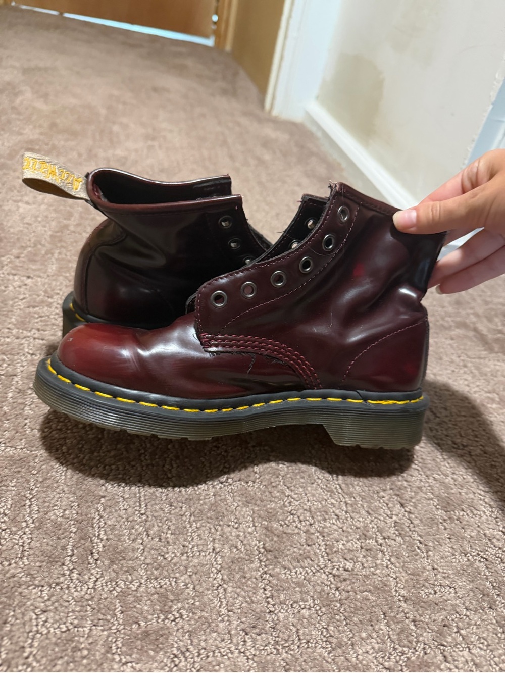 Dr. Martens Burgundy Patent Leather Boots Size US men’s 5